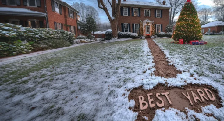 A muddy path on a snowy yard | Source: AmoMama