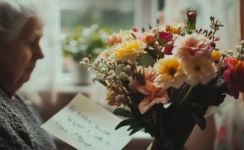 An old lady with a bouquet of flowers | Source: Midjourney