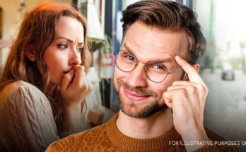 A woman looking disappointed and surprised | A man thinking he's smart | Source: Shutterstock