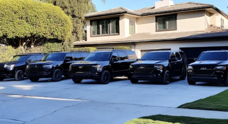 Black SUVs in a driveway | Source: The Celebritist