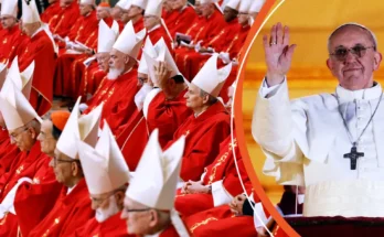 Cardinals at the third Novemdiales mass held for the late Pope Francis, 2025 | Pope Francis, 2013 | Source: Getty Images