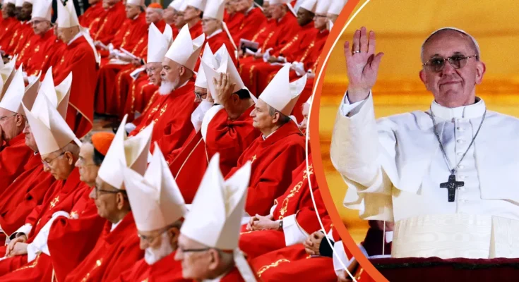 Cardinals at the third Novemdiales mass held for the late Pope Francis, 2025 | Pope Francis, 2013 | Source: Getty Images