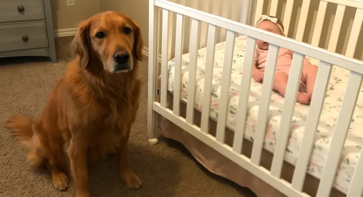 A dog sitting by a crib | Source: The Celebritist