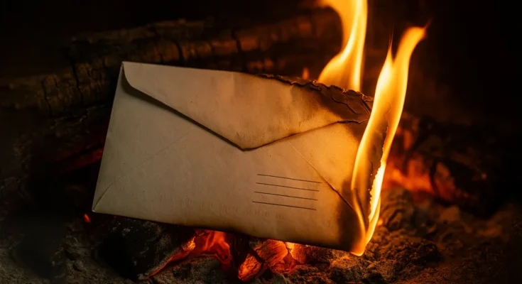 A burning envelope | Source: Sora