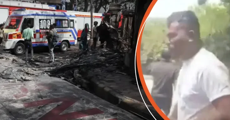 Crash site aftermath in Ahmedabad | Survivor moments after escape | Source: YouTube/ABCNews | YouTube/TheTimes
