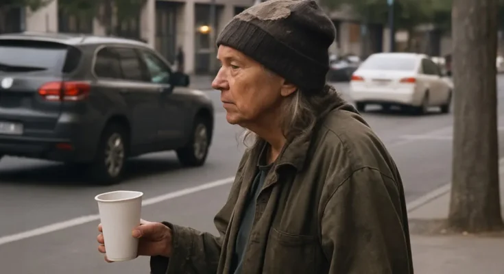 A homeless woman. | Source: Sora
