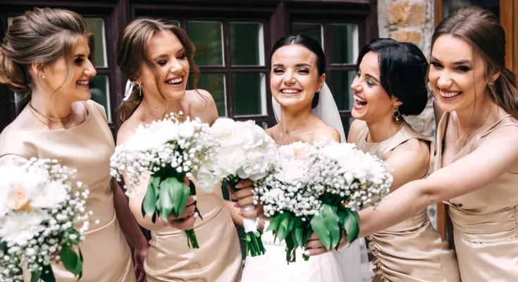 A bride with her bridesmaids | Source: Shutterstock
