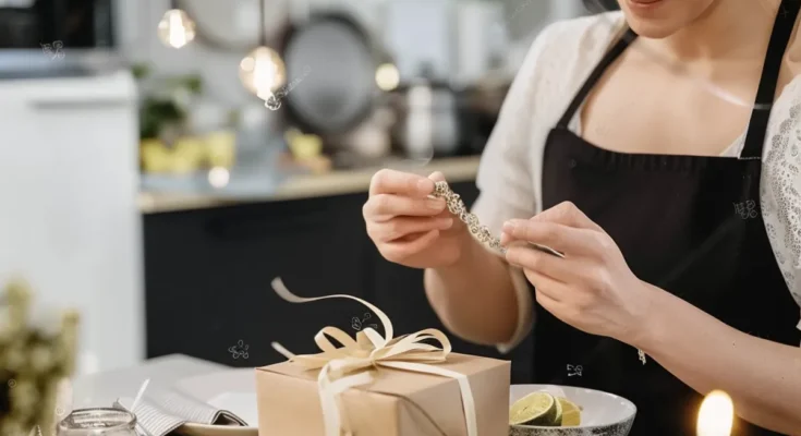 Housewife looking at the necklace | Source: Midjourney