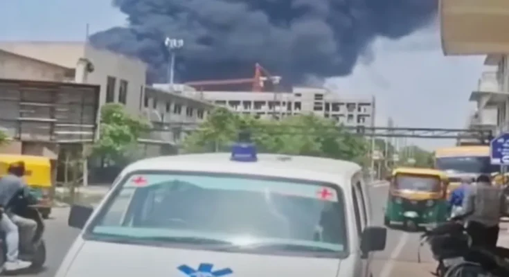 The view of the aftermath of the Air India plane crash. | Source: YouTube/SkyNews