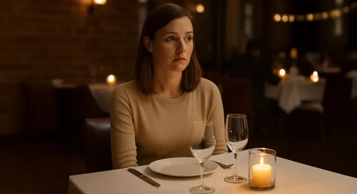 A woman sitting at the restaurant table | Source: Sora