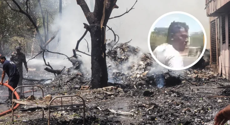Emergency personnel working at the Air India plane crash site | Vishwash Kumar Ramesh | Source: YouTube/indiatodayne / Getty images