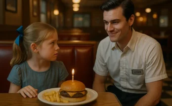 A waiter looking at a little girl at the diner table | Source: Sora