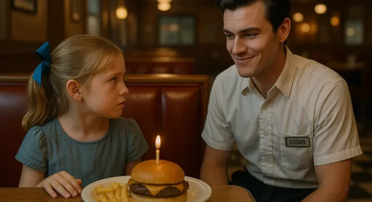 A waiter looking at a little girl at the diner table | Source: Sora