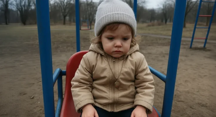 Abandoned little girl sitting on the swing | Source: Sora