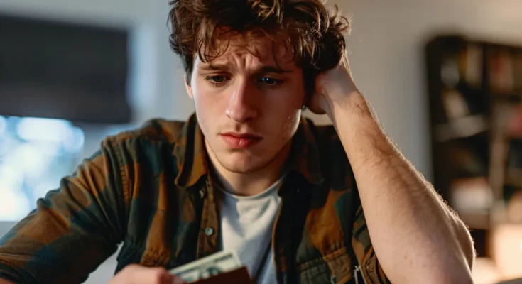 A distressed man holding his wallet | Source: Freepik