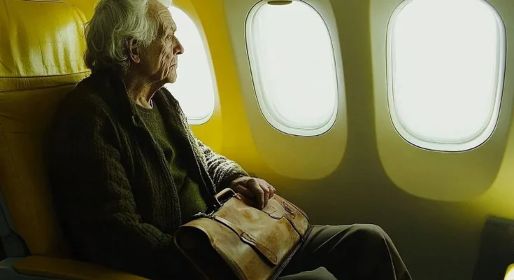 Elderly man sitting at the yellow airplane | Source: Midjourney