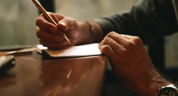 A person writing on a piece of paper | Source: Pexels