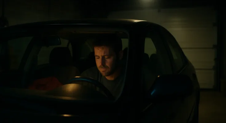 A man in a car at night | Source: Sora