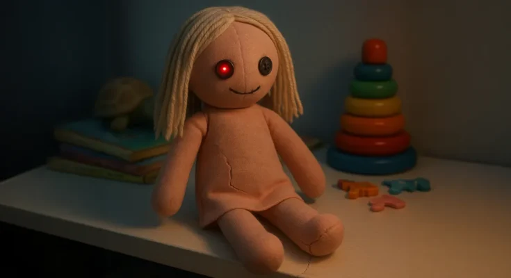A doll with a red light in it`s eye | Source: Sora