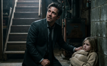 Man and daughter in basement