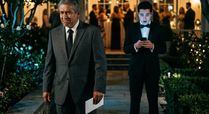 Man turning away from son