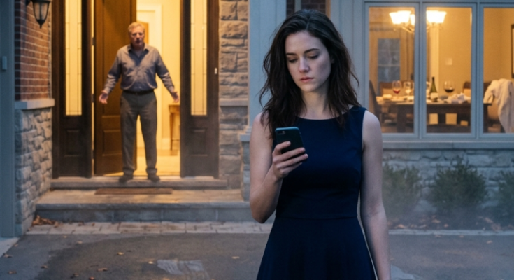 Daughter standing in driveway