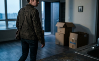 Woman leaving apartment with key