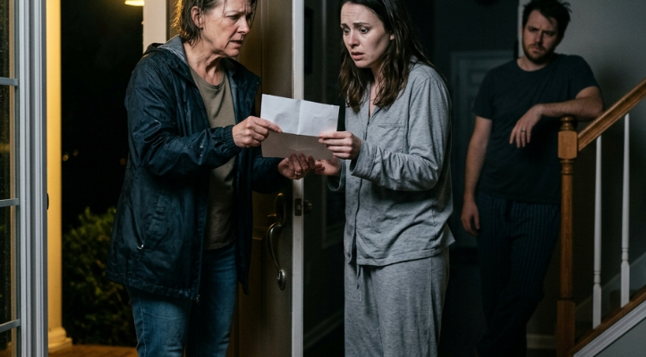 Woman handing paper to woman