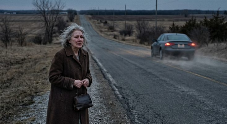 Elderly woman abandoned on highway