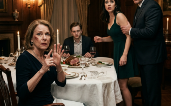 Woman signs 'Run' at dinner