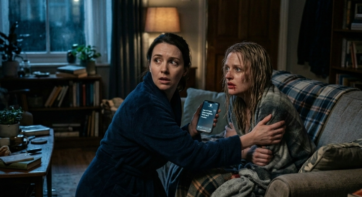 Sisters reacting to pounding door