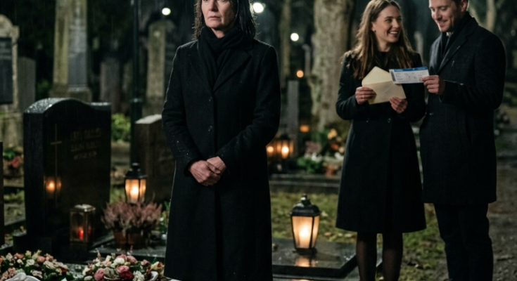 Woman at funeral cemetery
