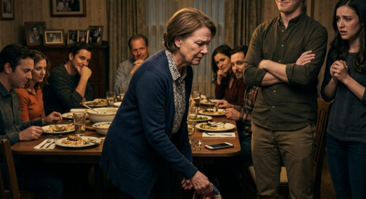 Woman picking up quilt family ga…